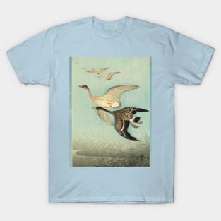 White fronted Geese in Flight Antique Japanese Paintings T-Shirt